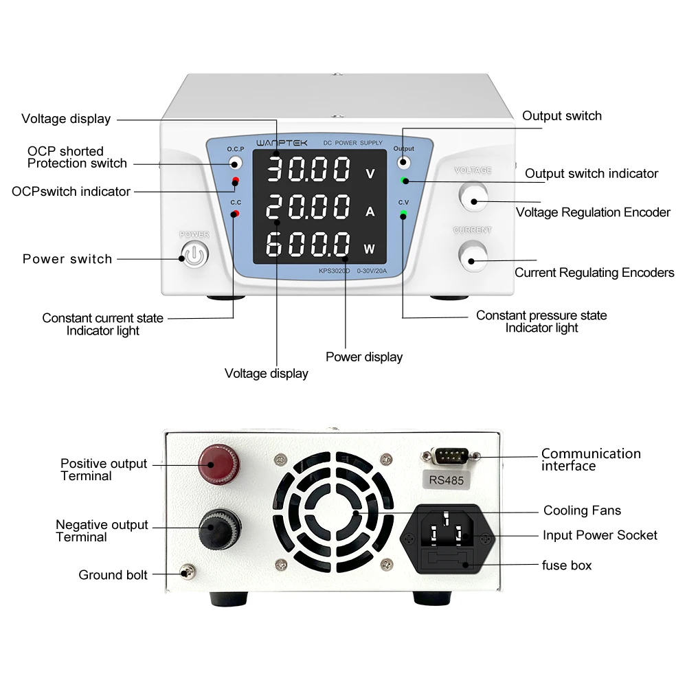 Wanptek rs485/rs232 laboratóri - Programmable Dc Power Supply 60V 10A avaliação e preço